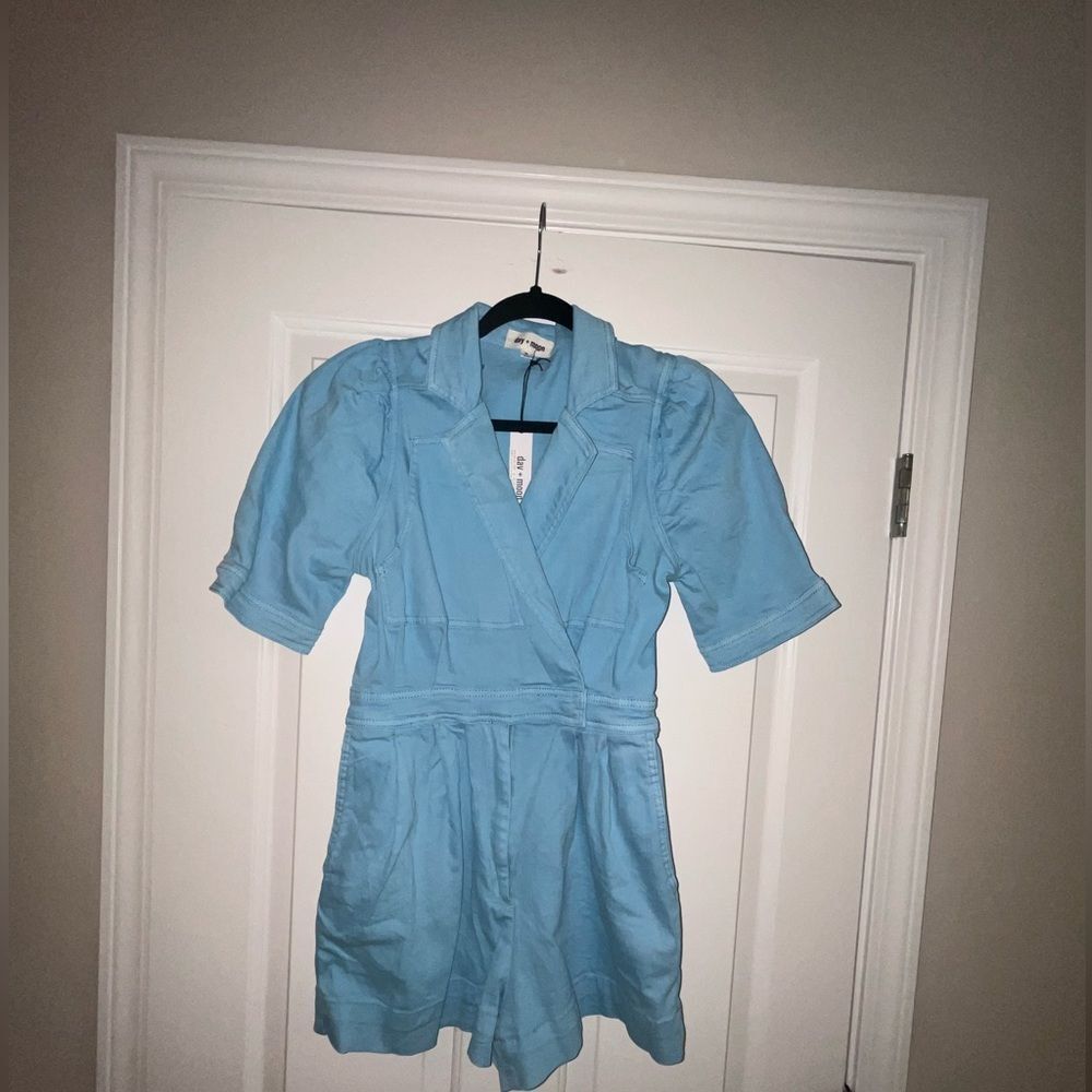 NWT! Cute blue, denim romper size large